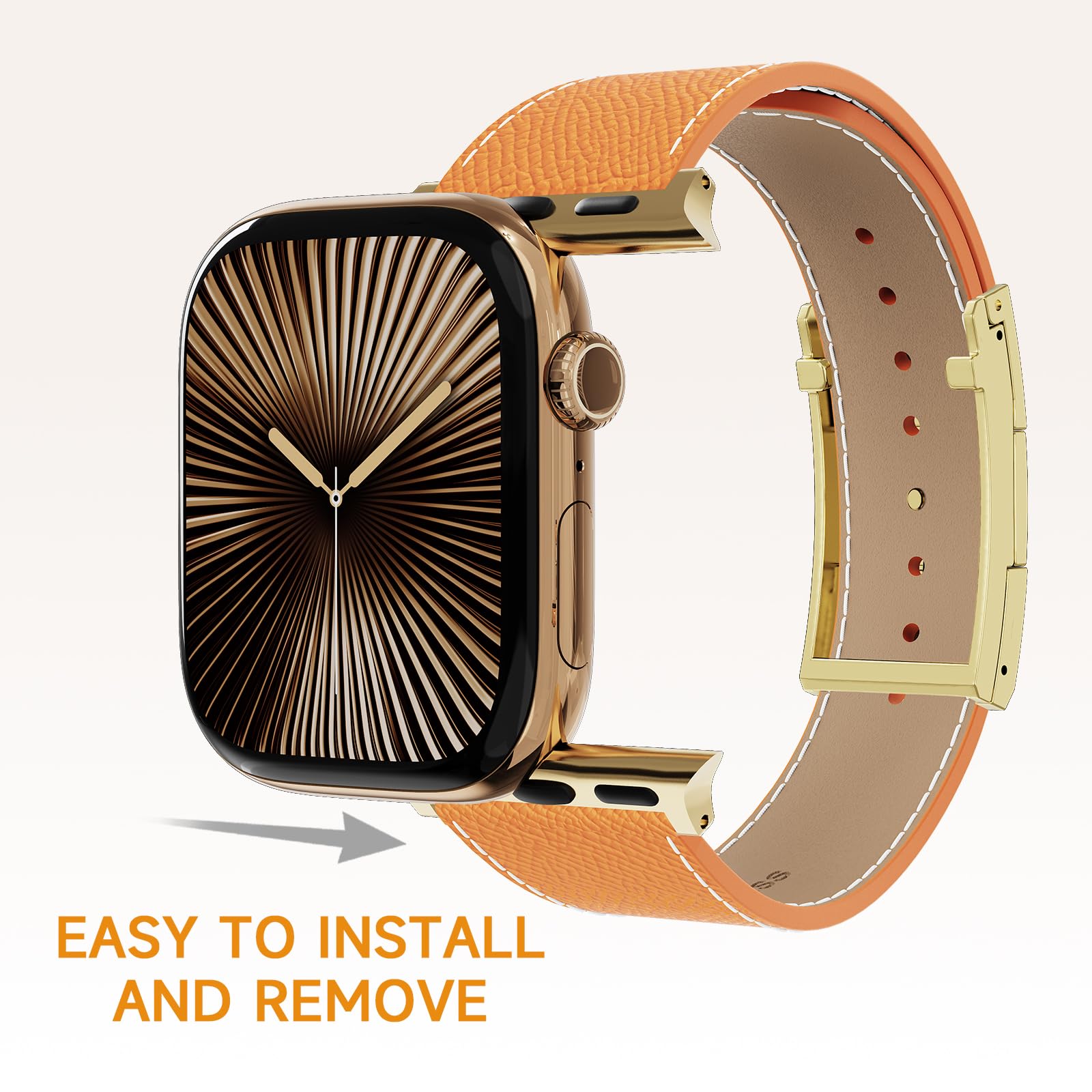 Bracelet en cuir compatible avec Apple Watch, boucle emblématique en forme