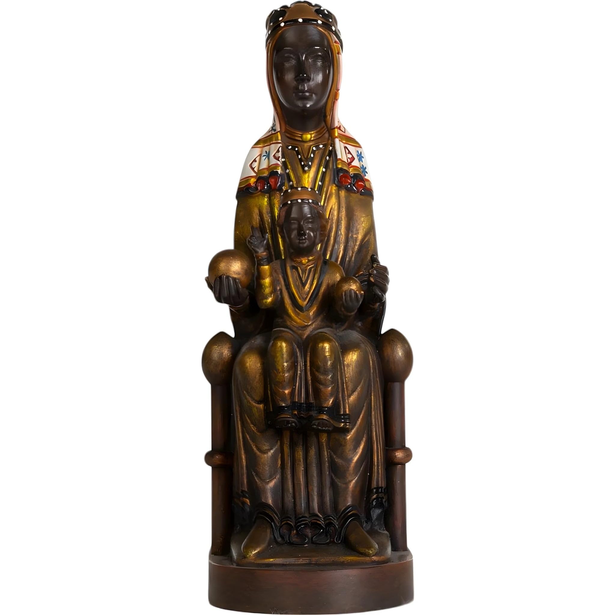 Dolfi | Madonna of Montserrat in Wood Pulp 20 cm | Hand-Coloured Wood in Val Gardena | Nativity Figure