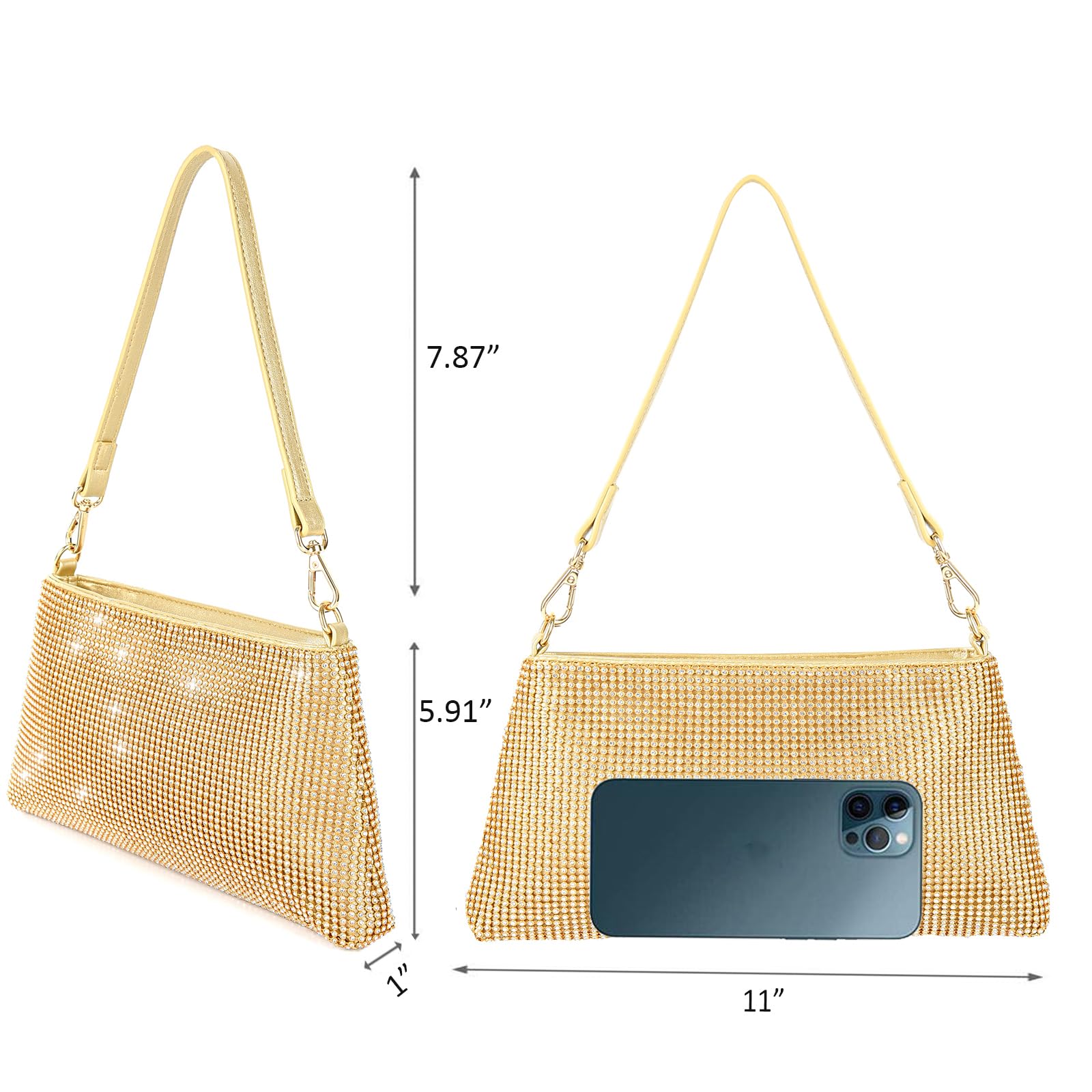Valleycomfy Damen Clutch Elegante Brauttasche Diamant Handtasche – Bild 5