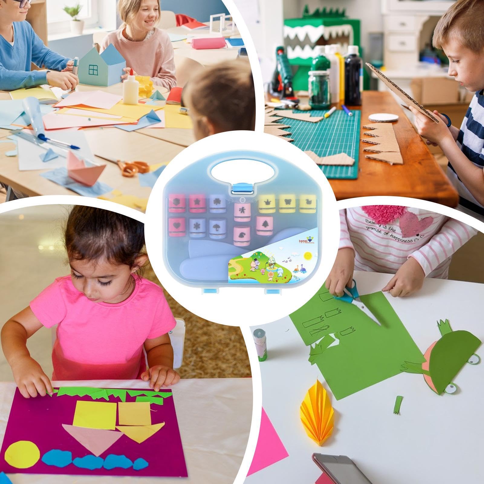 Kit de perforateur créatif pour enfants - Mini perforateurs de papier avec étui - Fabrication de cartes, fournitures de bureau, loisirs créatifs, projets scolaires pour enfants et adultes, cadeau