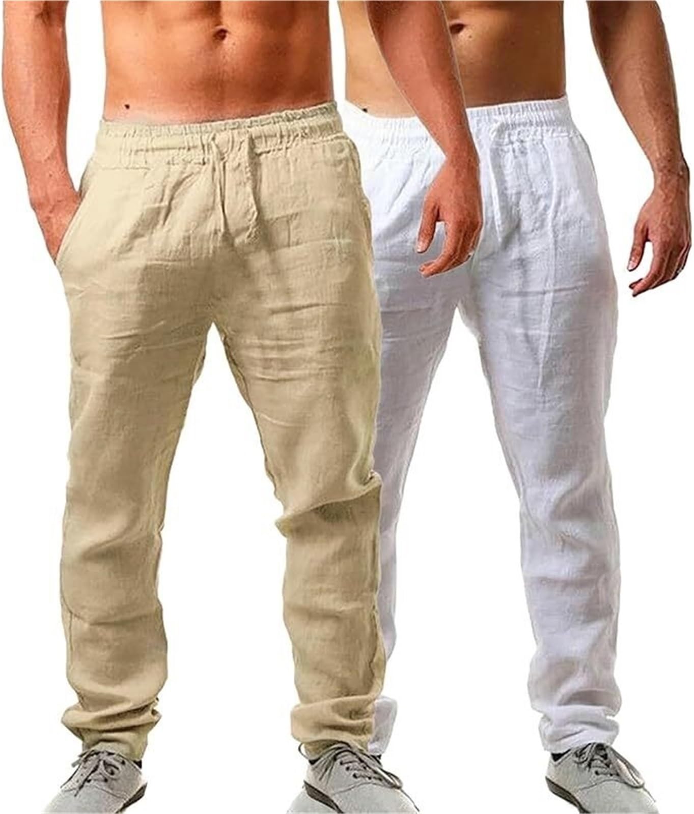 Pantalon en lin homme respirant et confortable à cordon