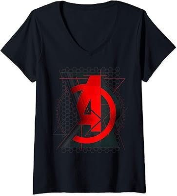 Womens Marvel Black Widow Avengers Logo V-Neck T-Shirt