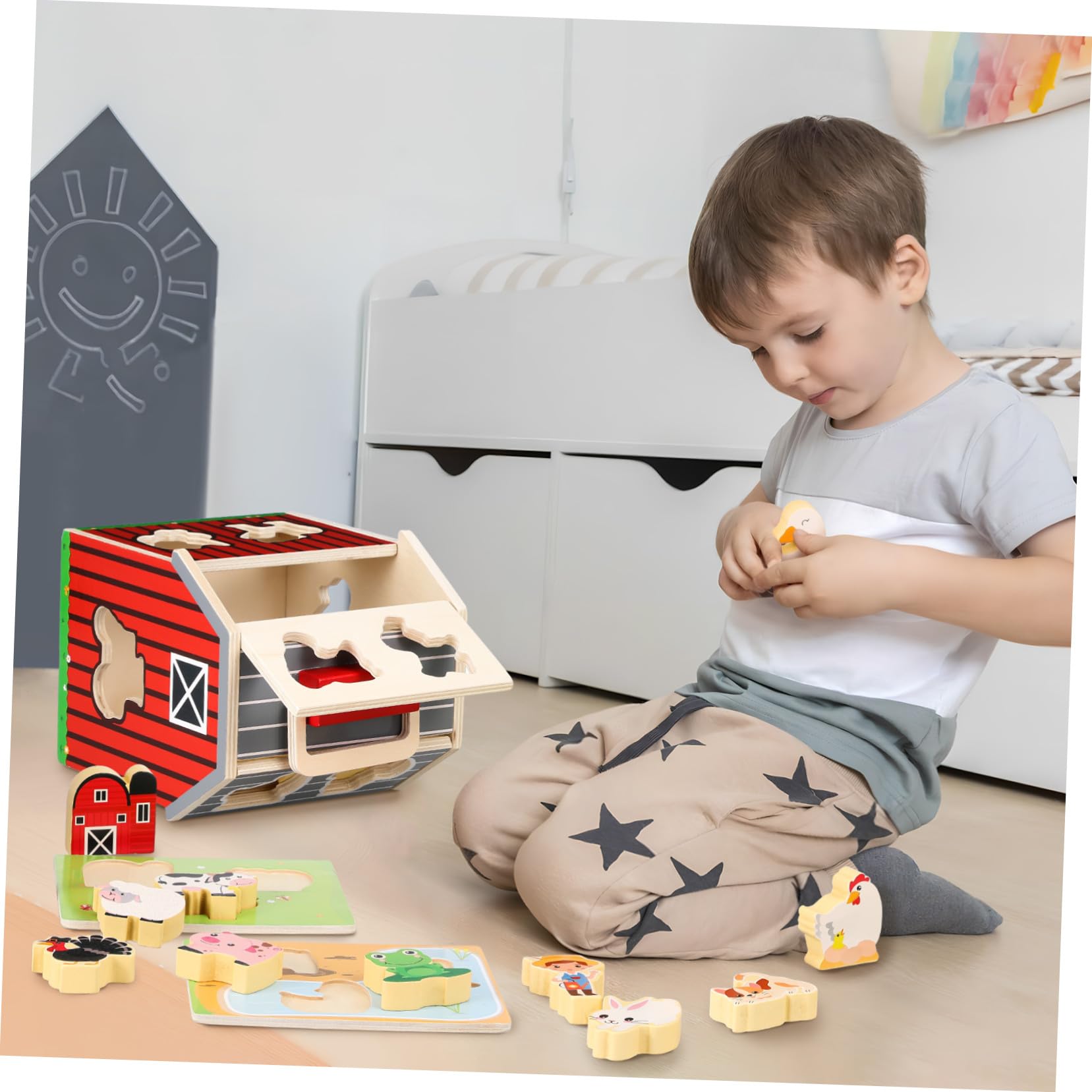 Toddmomy Madera Montessori de Animales de Granja para Set Seguro de Figuras de Madera con Bordes Redondeados para Actividades Educativas y Desarrollo Motor Fino