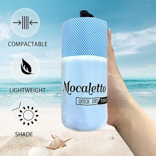 Miniatura 9 de Toalla de playa de microfibra, paquete de 2 toallas de playa de secado rápido de 30 x 60 pulgadas con bolsa, toallas ultra absorbentes y sin arena