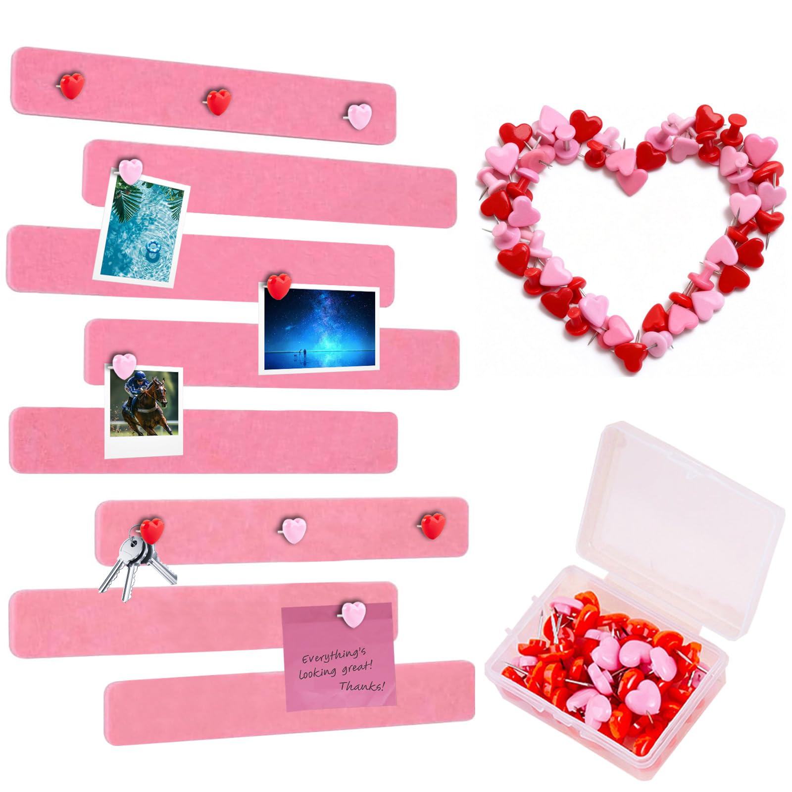 JYJLLM 8PCS Pink Felt Pin Board Strips Set 33x5cm, Soft Bulletin Board Strips for Home Office Wall Organization and Display