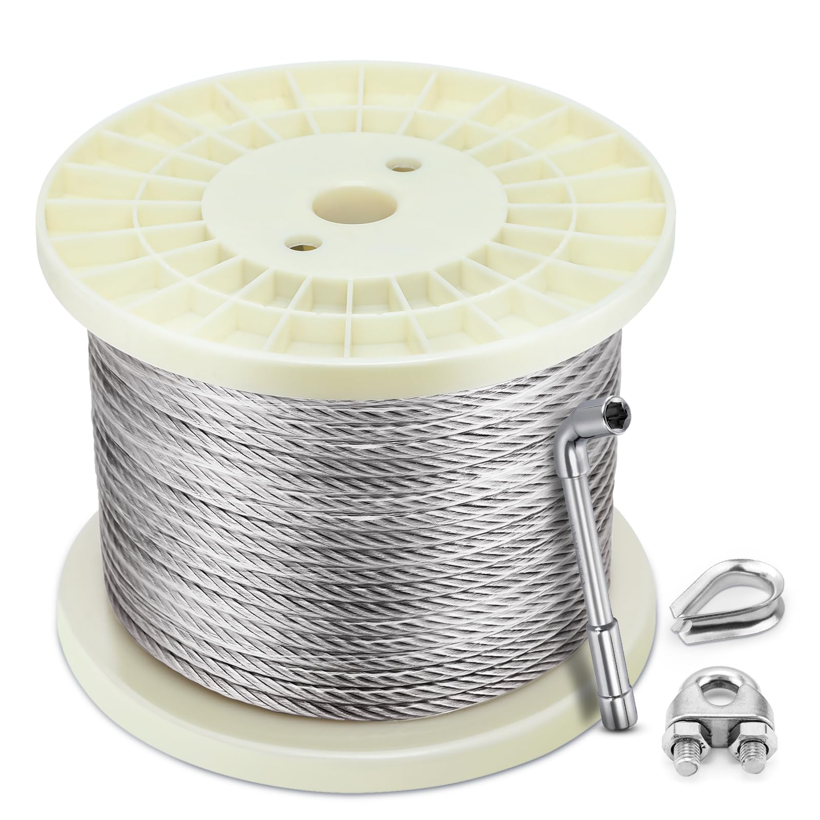 VEPURLT 150ft 1/4" Stainless Steel Cable - 304 Grade, 7x19 Strand, For Zipline, Railing, DIY