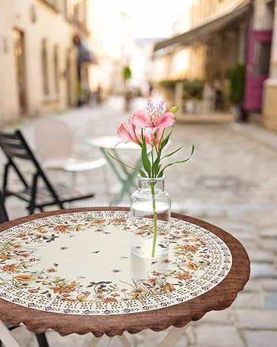 Vista 104 de Mantel redondo ajustable de Navidad para mesa redonda, mantel rojo floral de Navidad, mantel impermeable con borde elástico, mantel circular rojo