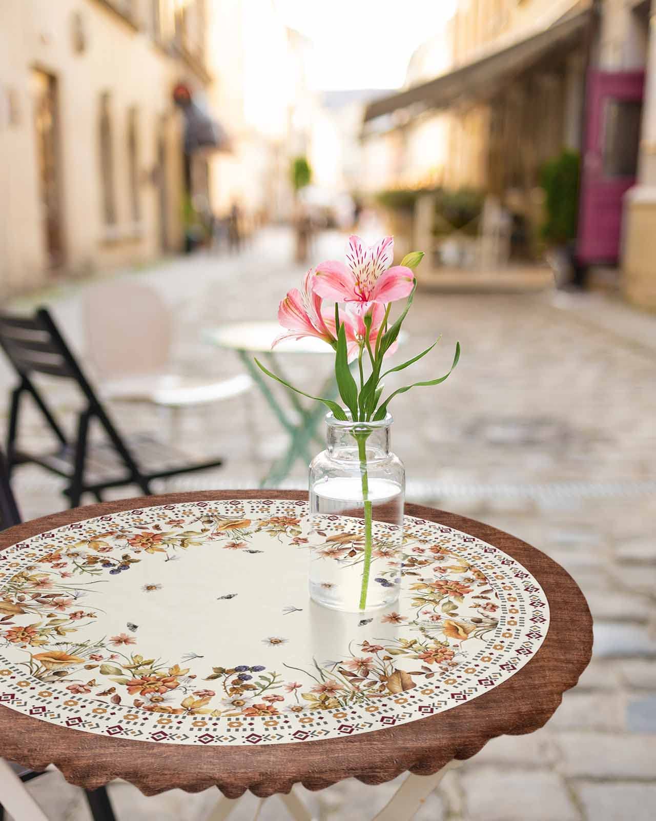 Treer Nappes Ronde Style Fleurs De La Jungle, Nappe Rondes Avec Bord