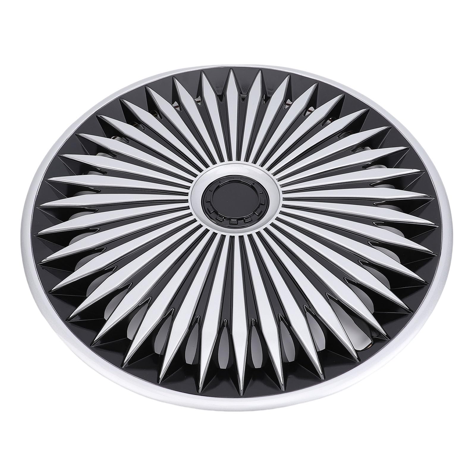 Fockety Coprimozzo da 17 Pollici, Set di 4 Copricerchi Universali a Scatto, Copricerchioni di Ricambio in Plastico ABS Resistente per la Maggior Parte delle Auto, Camion, SUV (Argento Nero)