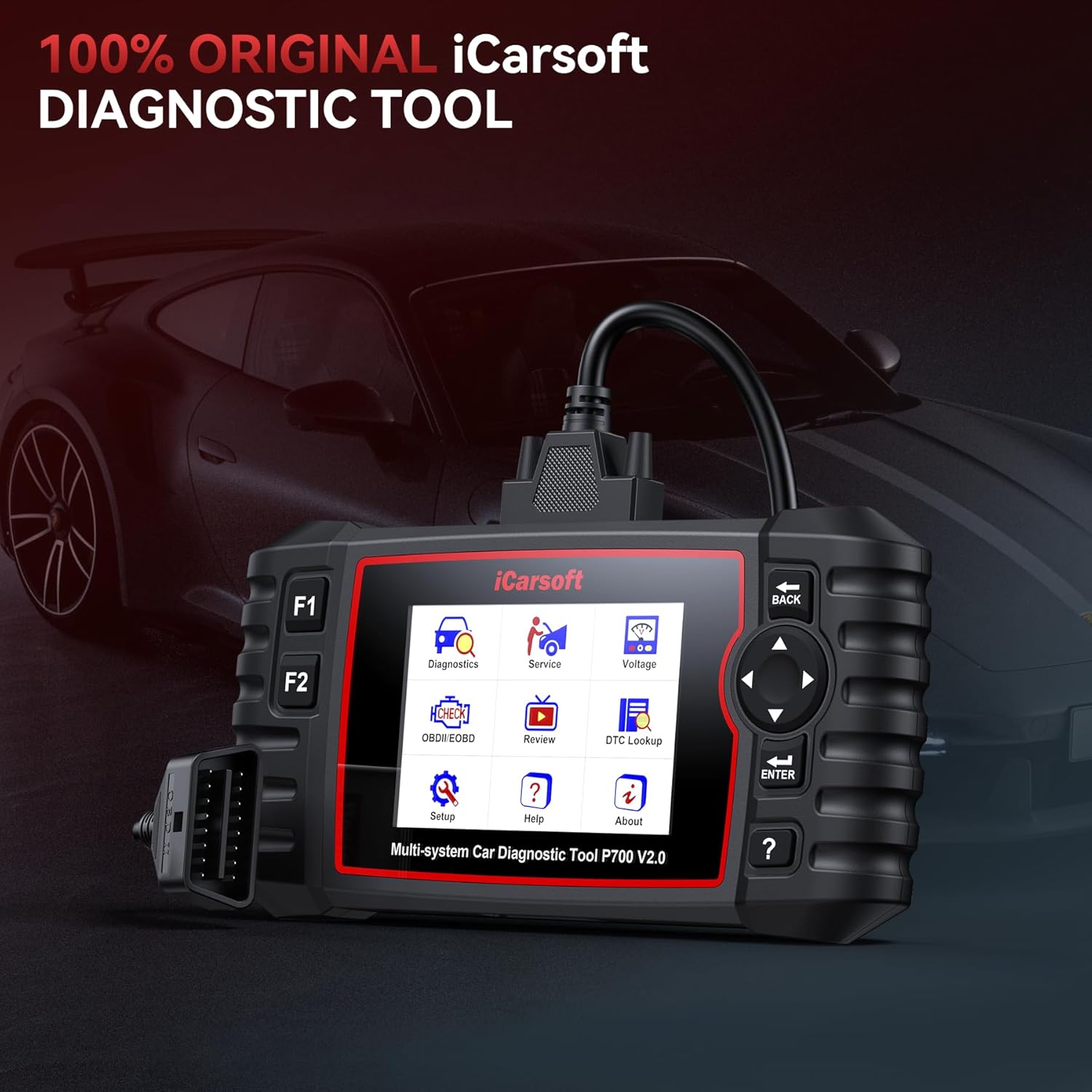 iCarsoft Auto Diagnostic Scanner P700 V2.0 for Porsche with Engine/Transmission/ABS/Airbag Diagnosis Scan,OBD2 Code Reader with Oil Reset EPB ETC+Battery/O2 Sensor/EVAP Test