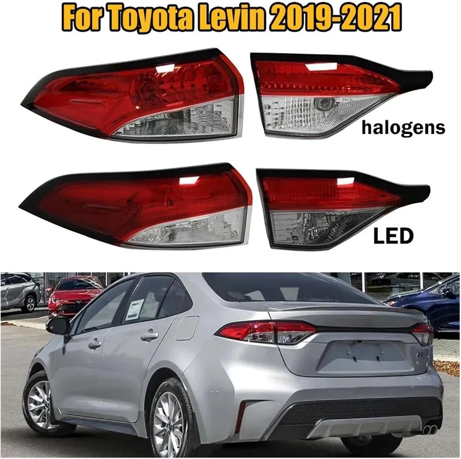 Outer Inner Rear Tail Light Assembly Rear Brake Lamp Compatible With Toyota Levin 2019 2020 2021 Car Accessories(LED left outside)