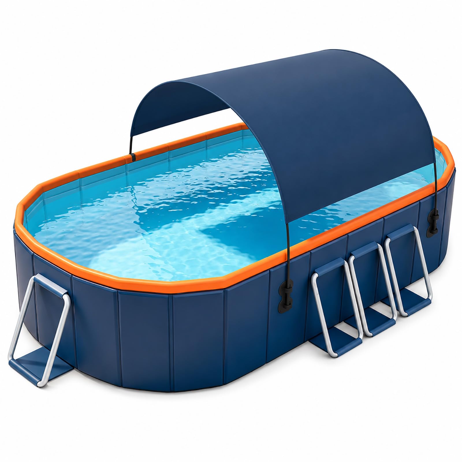 Grande Piscina Fuori Terra Rettangolare con Tettuccio Familiare | Piscina da Giardino Esterna con Parasole e Pareti Resistenti Estive(3m/118in)