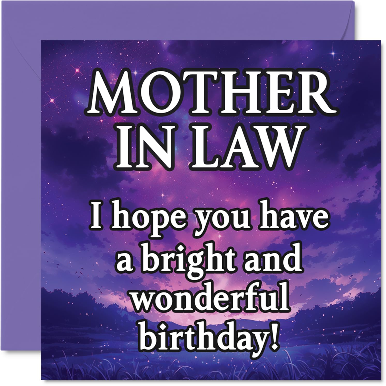 Mother in Law Birthday Card - Magical Night Sky - Happy Birthday Card for Mother in Law from Son Daughter, 145mm Bright and Wonderful Sentiment Bday Greeting Cards