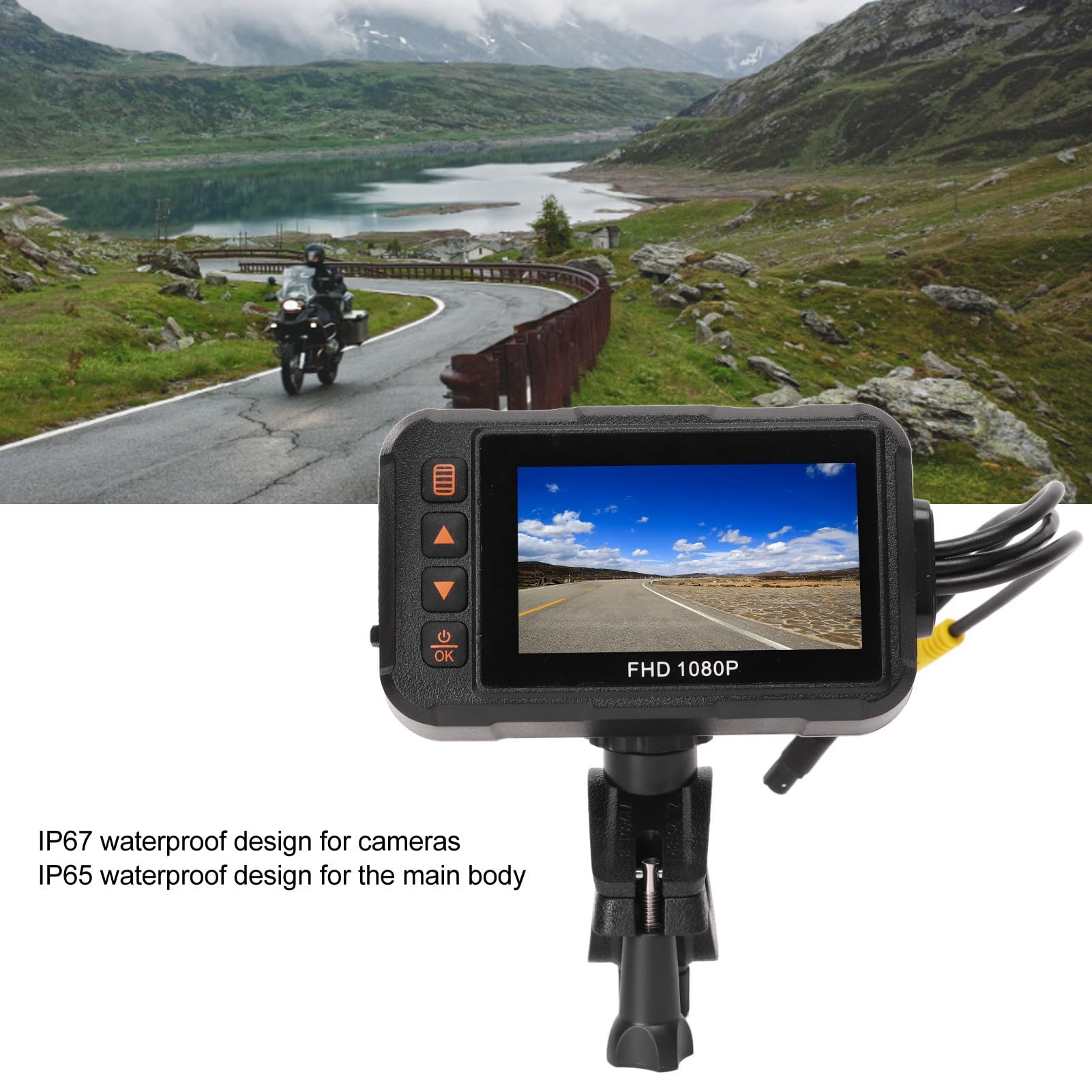 Enregistreur de Moto, Caméra de Tableau de Bord de Pouces 1080P Avant Arrière Vidéo Enregistreur de Conduite Enregistrement en Boucle Capteur G Surveillance de Stationnement