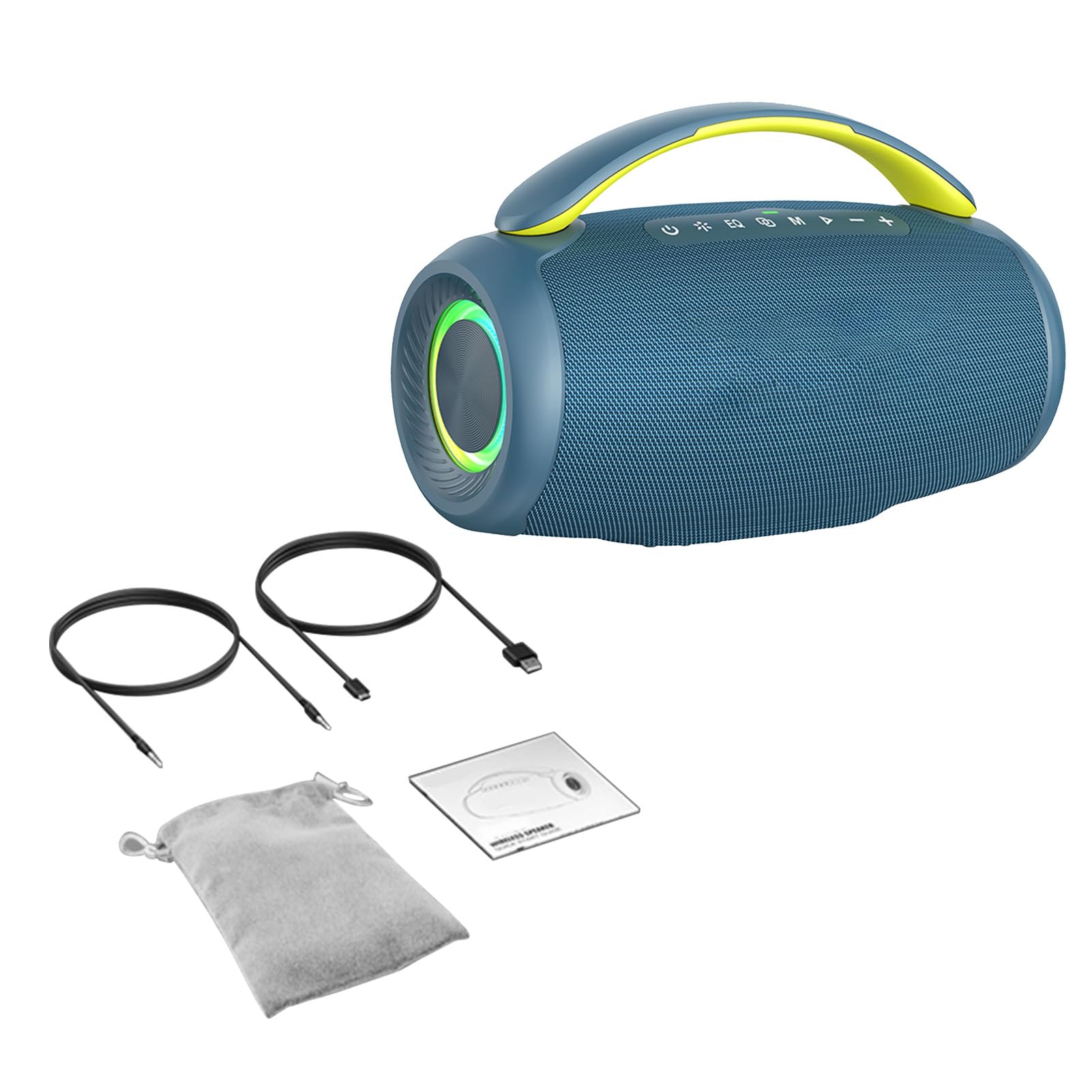 Yosoo Health Gear Altoparlante BT Portatile, Altoparlante Stereo Wireless da 60 W con BT 5.3, Batteria da 8000 MAh, Luci RGB e Ricarica di Tipo C per Feste in Casa, Viaggi all'aperto (BLUE)