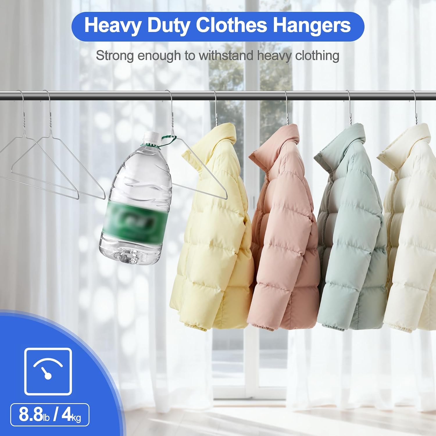 FUDESY Metal Wire Clothes Hangers 100 Pack Bulk Space Saving, 16 in, Silver