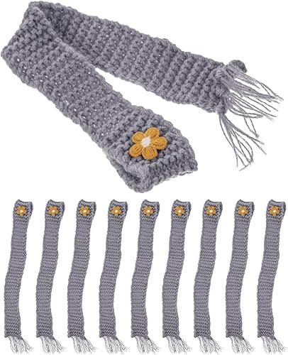 Miniatura 10 de EXCEART Mini bufanda de Navidad, mini bufanda de punto, 10 unidades, bufanda en miniatura, botella de vino, bola de pelo, muñeca de punto, accesorio