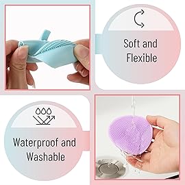 Slick- Silicone Facial Cleansing Brush, 4 Pack, Silicone Face Scrubber Exfoliator, Face Exfoliator Scrubber, Facial Scrubber for Face Cleanser Brush, Exfoliating Face Scrubber, Face Brush