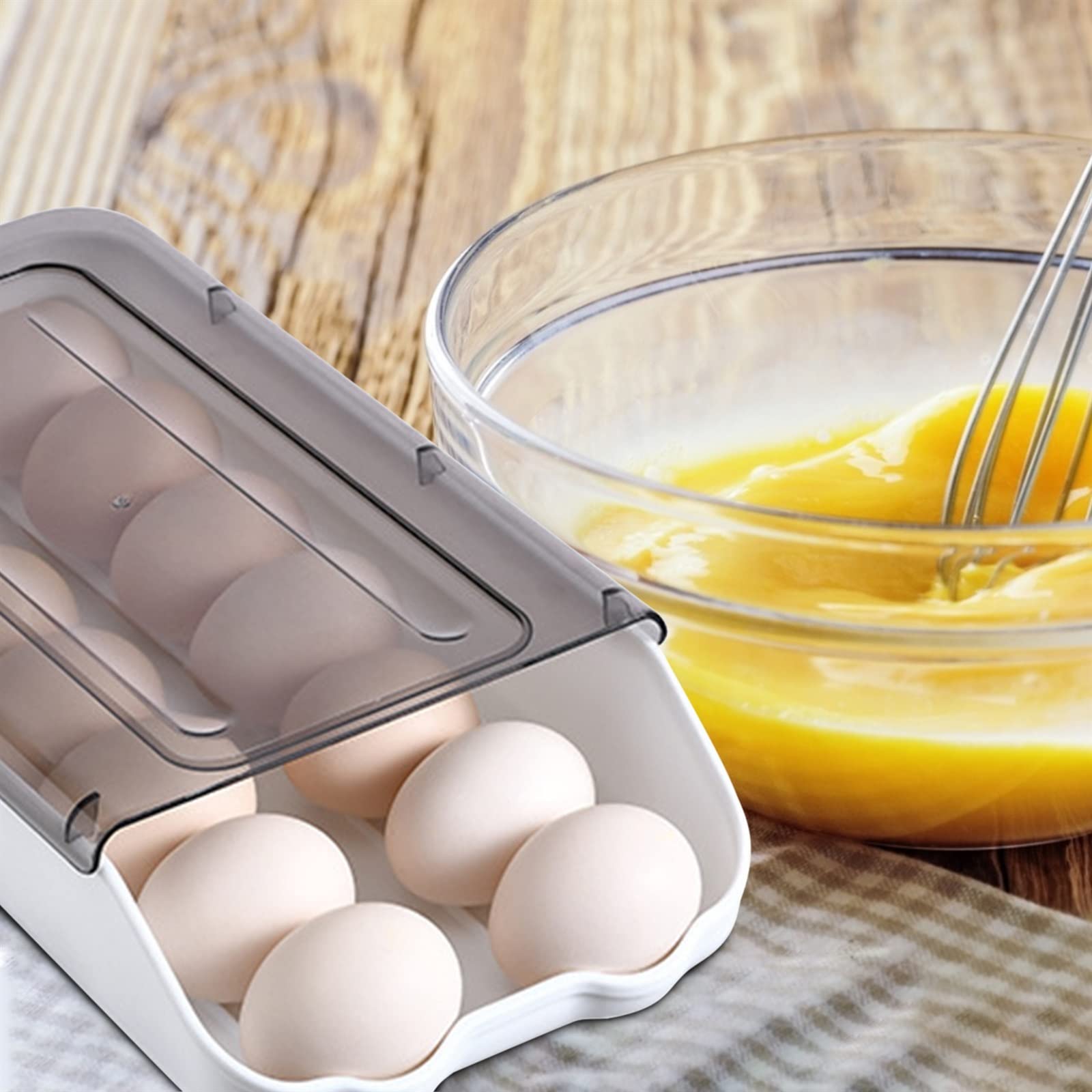 Alimentos secos, Cesta de huevos Almacenamiento de cocina Refrigerador Caja de almacenamiento Nevera Organizador Contenedor Caja Dispensador de huevos Hermético Dispensador de conservación fresca