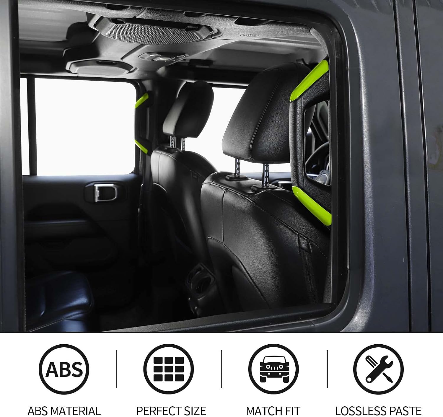 CheroCar for JL A B Pillar Grab Handles ABS Decoration Trim Cover for 2018-2022 Jeep Wrangler JL JLU Sahara Rubicon JT Gladiator 4 Door (Light Green)…