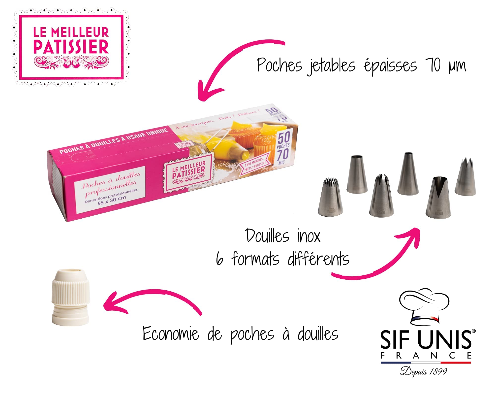 Ferizzia 14 Pièces Ustensiles à Pâtisserie, 2 Poche à Douille