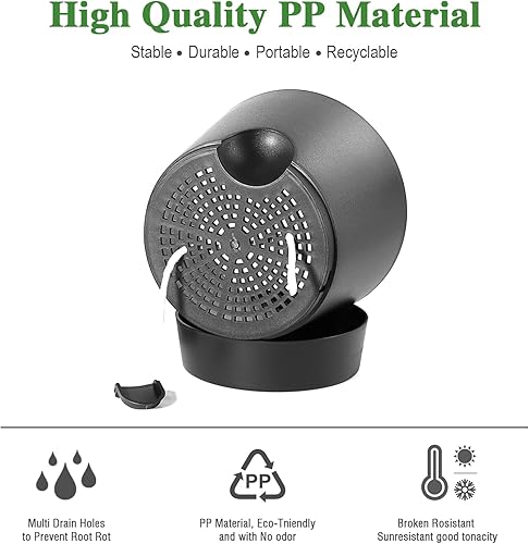 Miniatura 6 de Macetas de riego automático para plantas de interior, macetas de 12 pulgadas con agujeros de drenaje, macetas de plástico con depósito profundo,