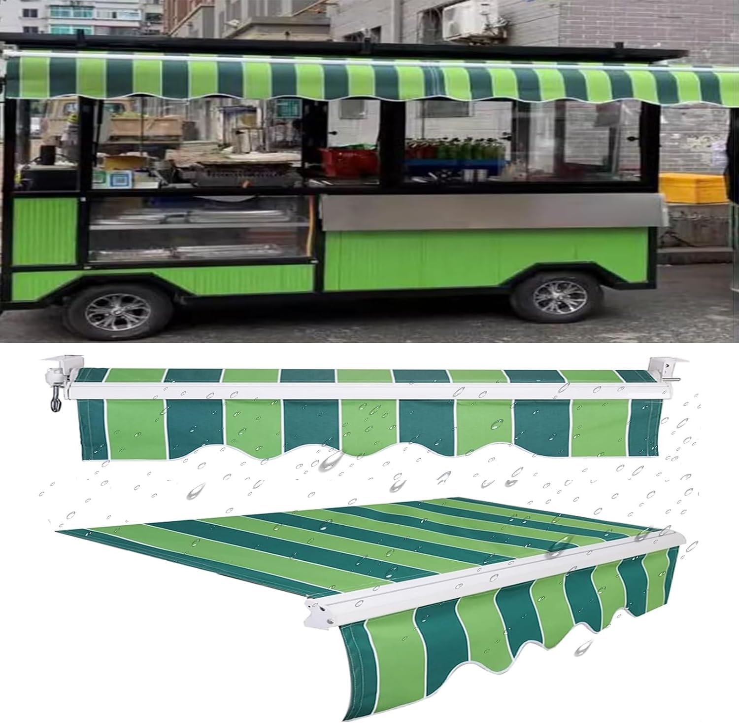 Couverture d'ombrage imperméable auvent extérieur anti-UV abri de terrasse 2x6m