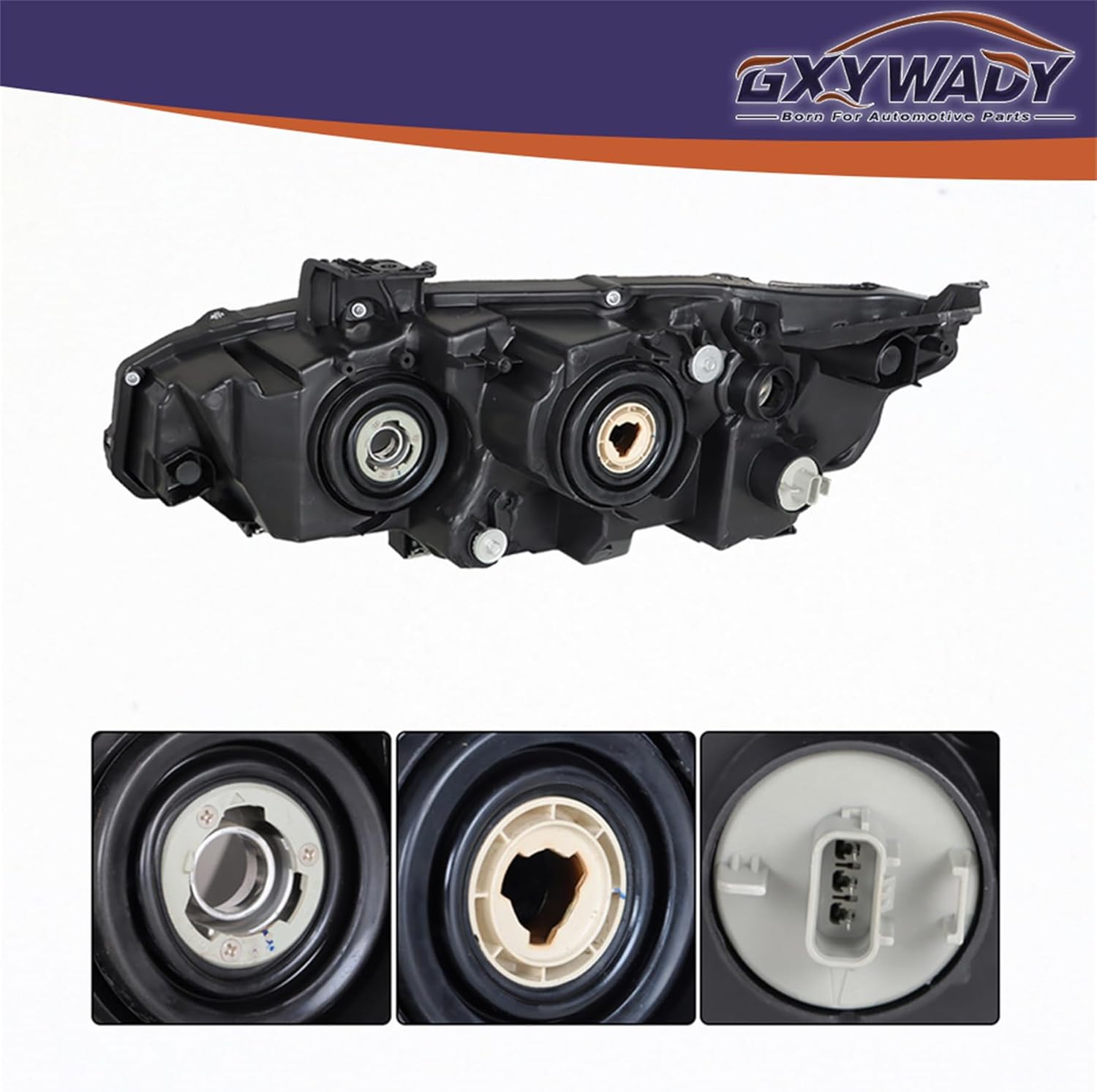 GXYWADY Headlights Replacement for 2016-2021 CIVIC Black Housing Projector Halogen Headlight Headlamp Assembly Left and Right Side