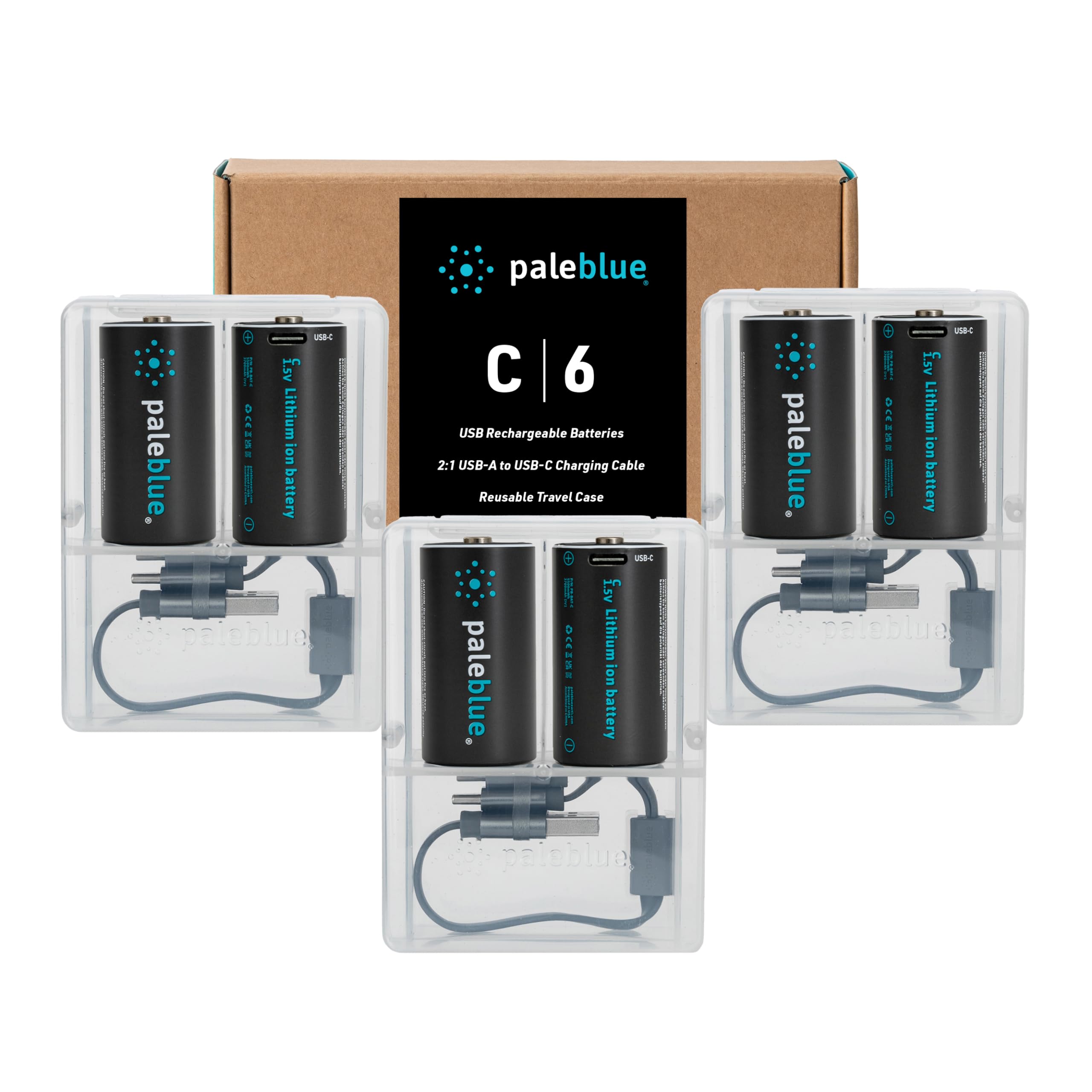 USB-C Rechargeable AA-CR2 Batteries 2-Pack - 350mAh Lithium Ion With Charging Cable