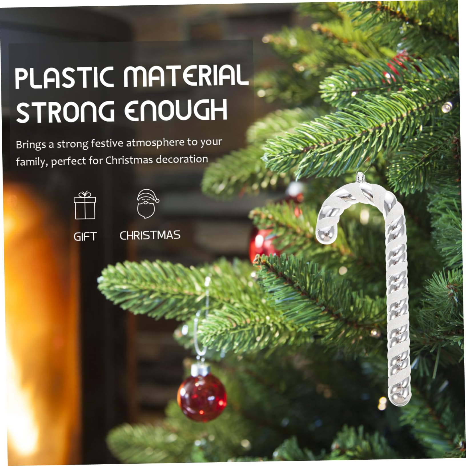 Ciieeo 8 STK Weihnachtsstock Weihnachtsbaum Hängende Ornamente Zuckerstangen-Ornamente Weihnachtsbaum Anhänger Weihnachtsschmuck Zuckerstange Weihnachtsbonbonverzierung Rot Plastik