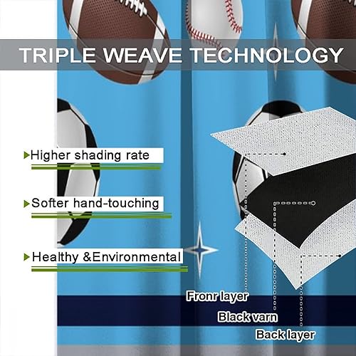 Miniatura 6 de Cortinas de baloncesto, temática deportiva, béisbol, fútbol, rugby, estampado de adolescentes, niños, dormitorio, sala de estar, ventana,