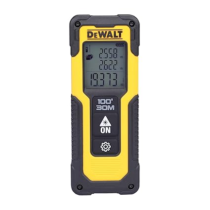 DEWALT DWHT77100 30M Cordless Laser Distance Measurer with 2xAAA Battery for Distance Area and Volume Measurement with Colour Screen for Home, DIY & Professional Use, 1 Year Warranty, YELLOW & BLACK