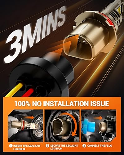 Vista 32 de SEALIGHT Bombillas antiniebla LED amarillas 9145 H10, 13,000 lúmenes, 600% de brillo, 9045 H10, bombillas antiniebla amarillas, 3000 K ámbar