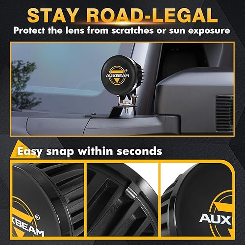 Miniatura 5 de Auxbeam Luces LED antiniebla ámbar de 4 pulgadas y 72 W con cubiertas negras, luces de conducción redondas para camiones, ATV, UTV, motocicleta