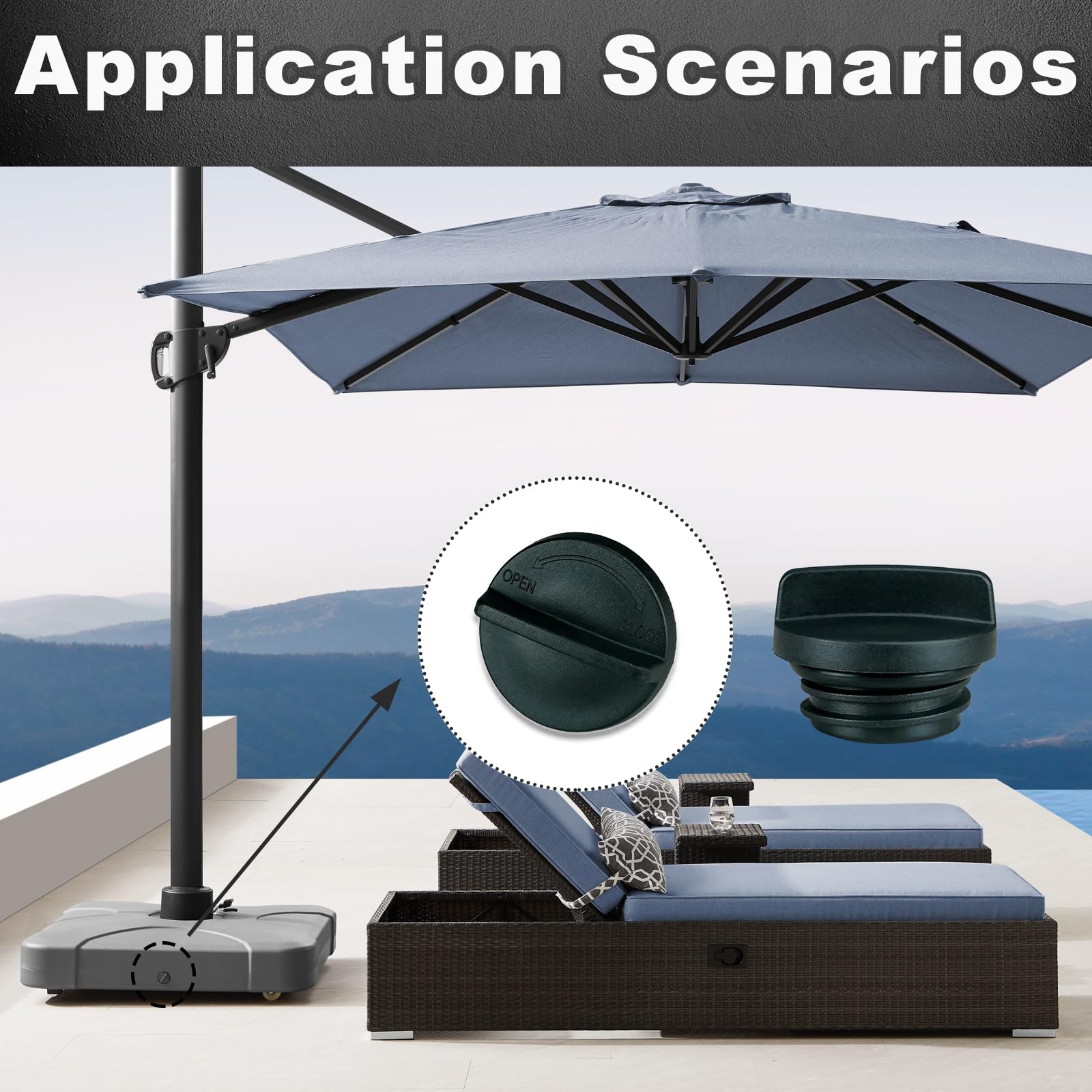 Anneau De Fixation Pour Parasol De Table - Bouchon Et Capuchon En PVC - Réduit Le Balancement - Pour Tables De Patio, Terrasse, Jardin