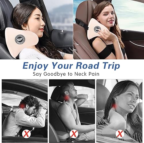 Miniatura 6 de Almohada única en forma de U para reposacabezas de automóvil, almohada para el cuello del auto para dormir con correa ajustable, espuma