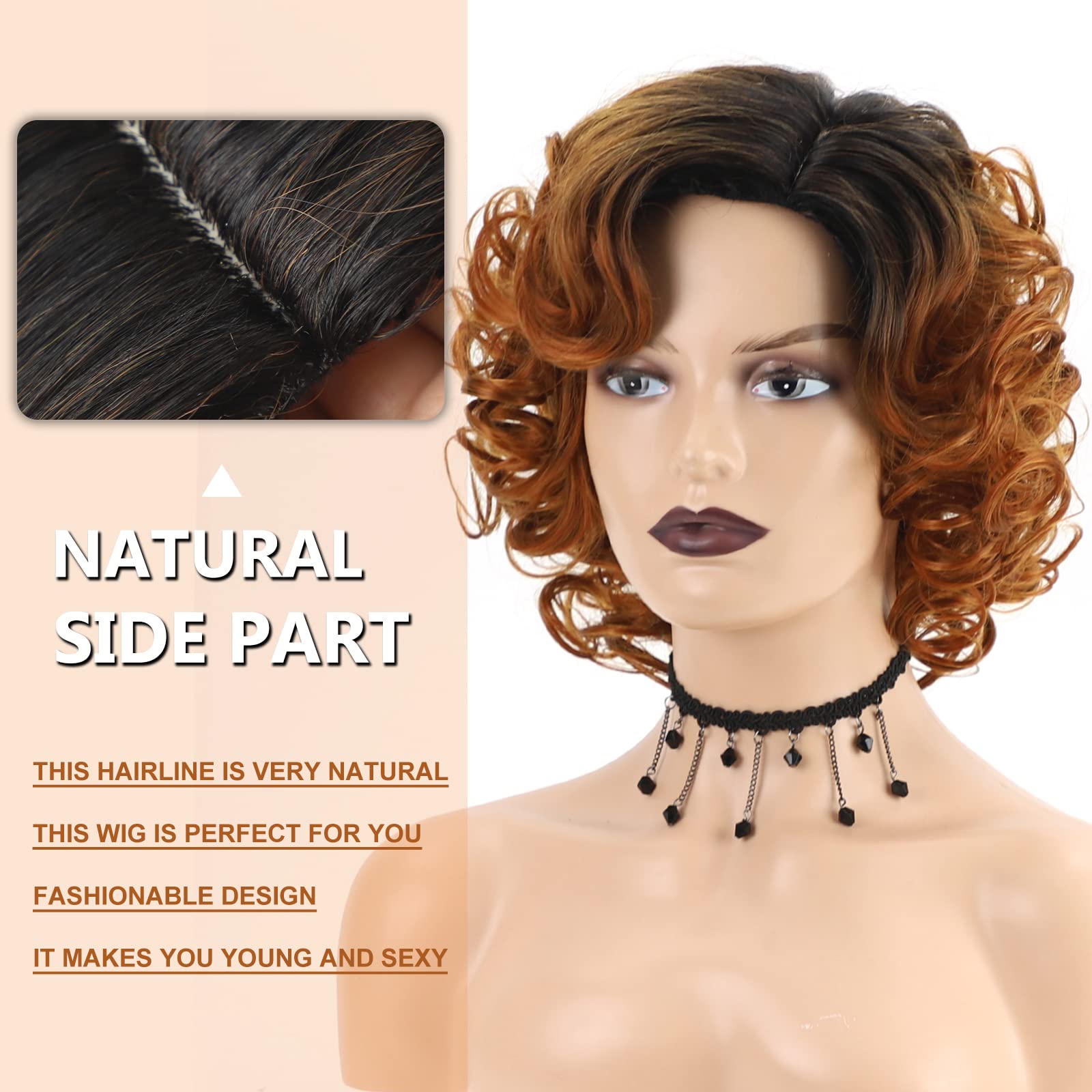 SEVENCOLORS Short Curly Glueless Synthetic Wig