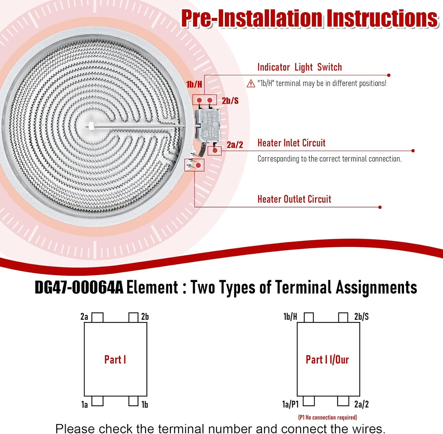 UPGRADE DG47-00064A DG47-00056A Compatible With Samsung Stove Range Electric Range 9/12 Inch Dual Radiant Heater Element Replacement EAP11729066 AP5986691 PS11729066 Surface Element - Image 7