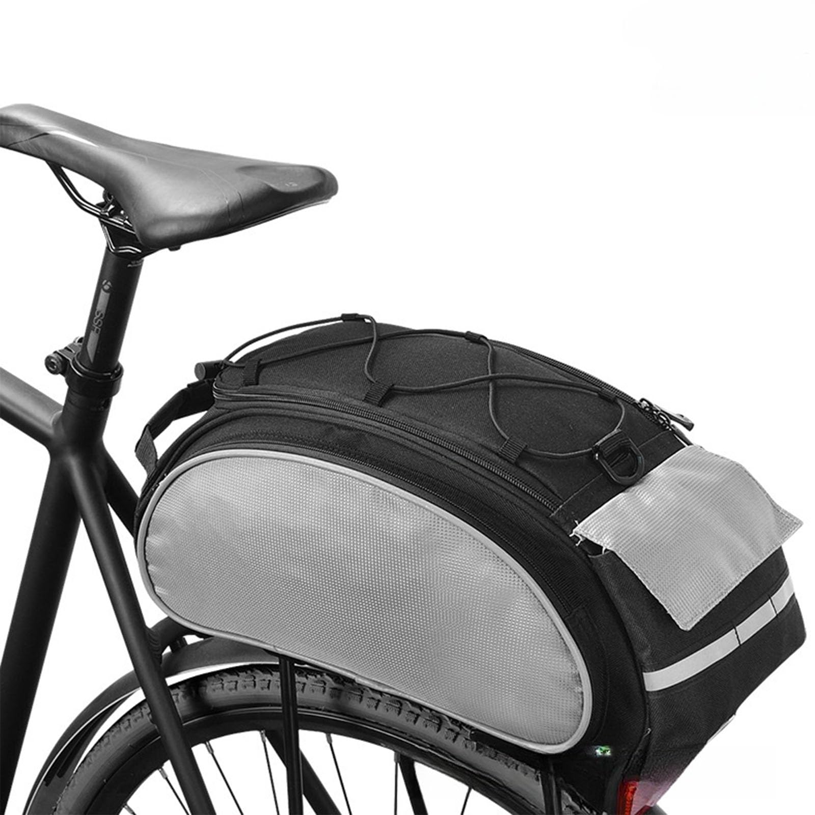 Hosoncovy Bicycle Raer Rack Bag Bike Trunk Bag Cycling Rear Seat Pack for Road Mountain Cycling (Black and Grey)