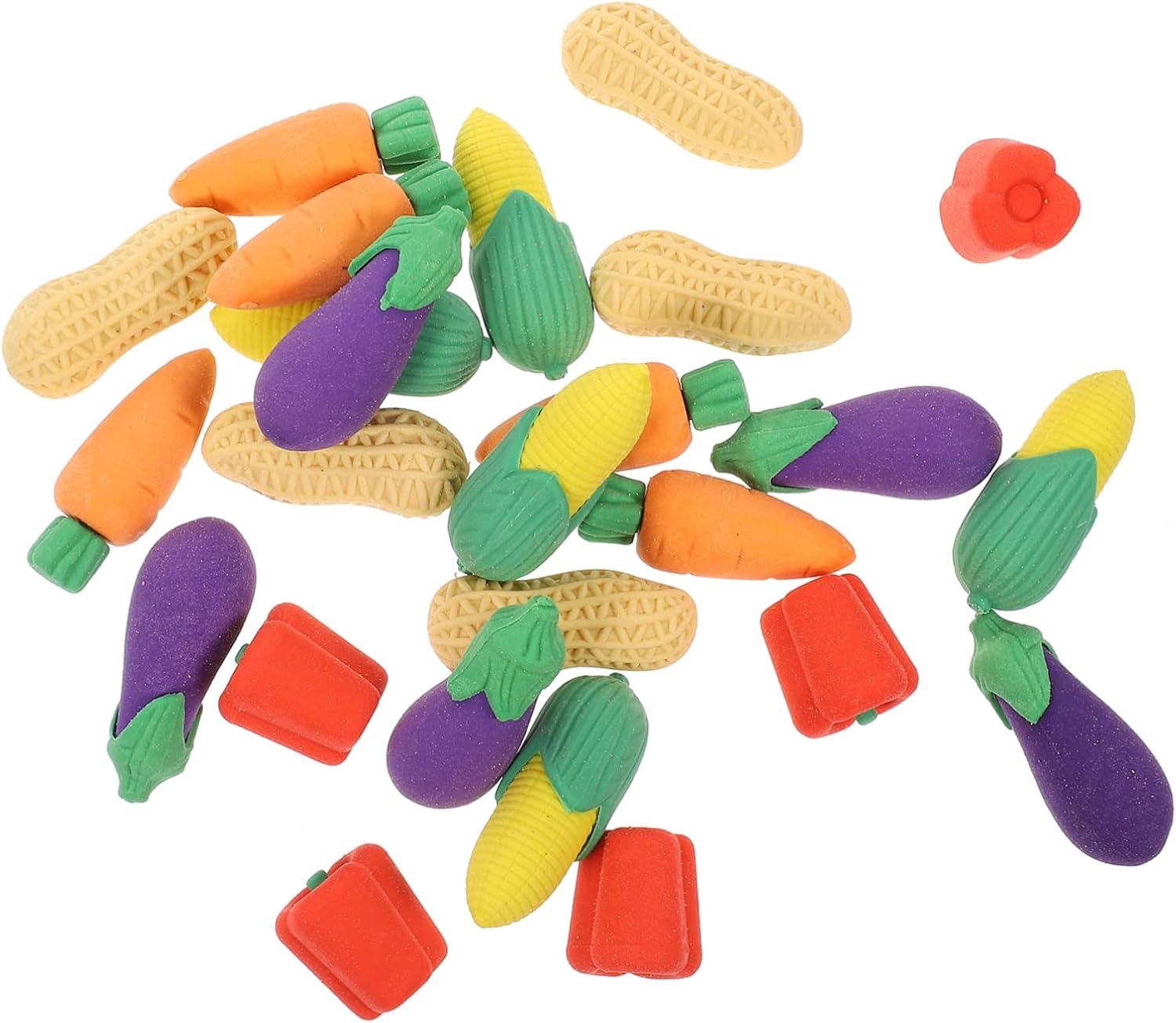 25Pcs Cute Simulated Vegetable Erasers Set for Kids Cartoon Drawing Supplies Fun Decorative Erasers for School and Art Projects