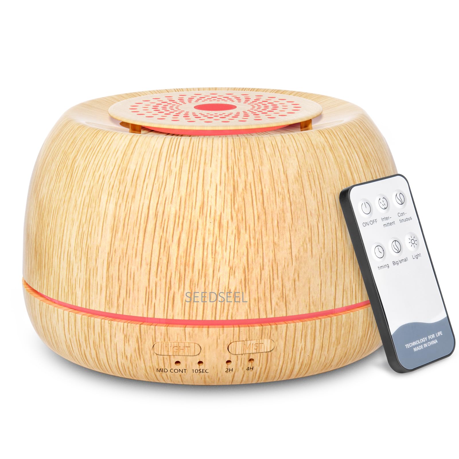 SEEDSEEL Diffusore di oli essenziali da 300 ml, 8 ore di autonomia, diffusore per aromaterapia con telecomando, LED a 7 colori per la casa