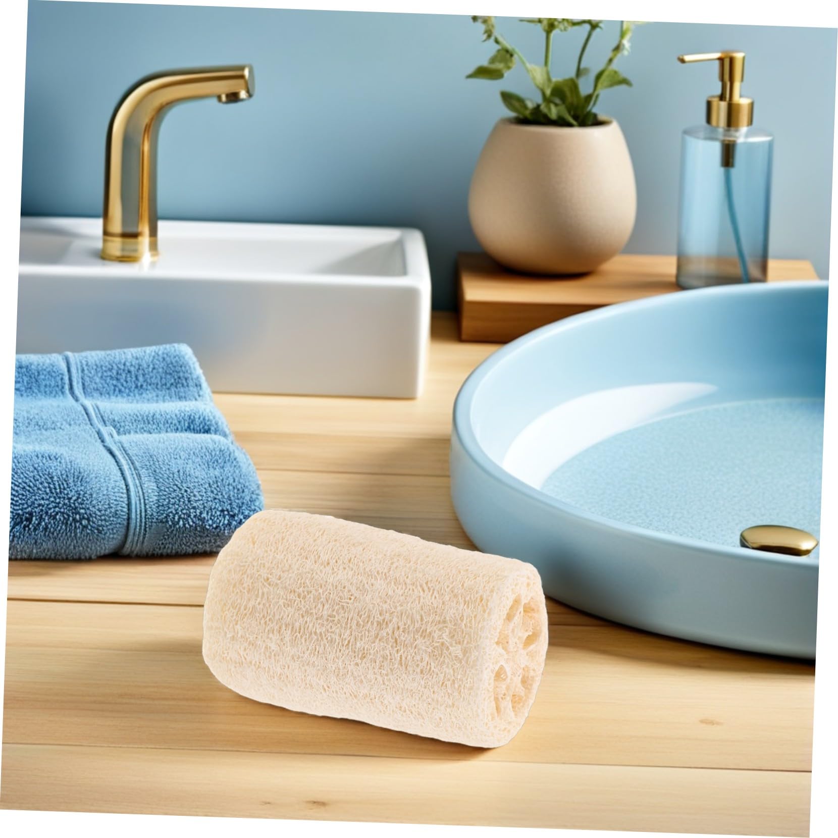 PLAFOPE 8 Piezas Esponjas Naturales de Luffa para Exfoliación Corporal y Limpieza de Cocina Esponja de Ducha y Masajeante Multiusos para y Utensilios Domésticos