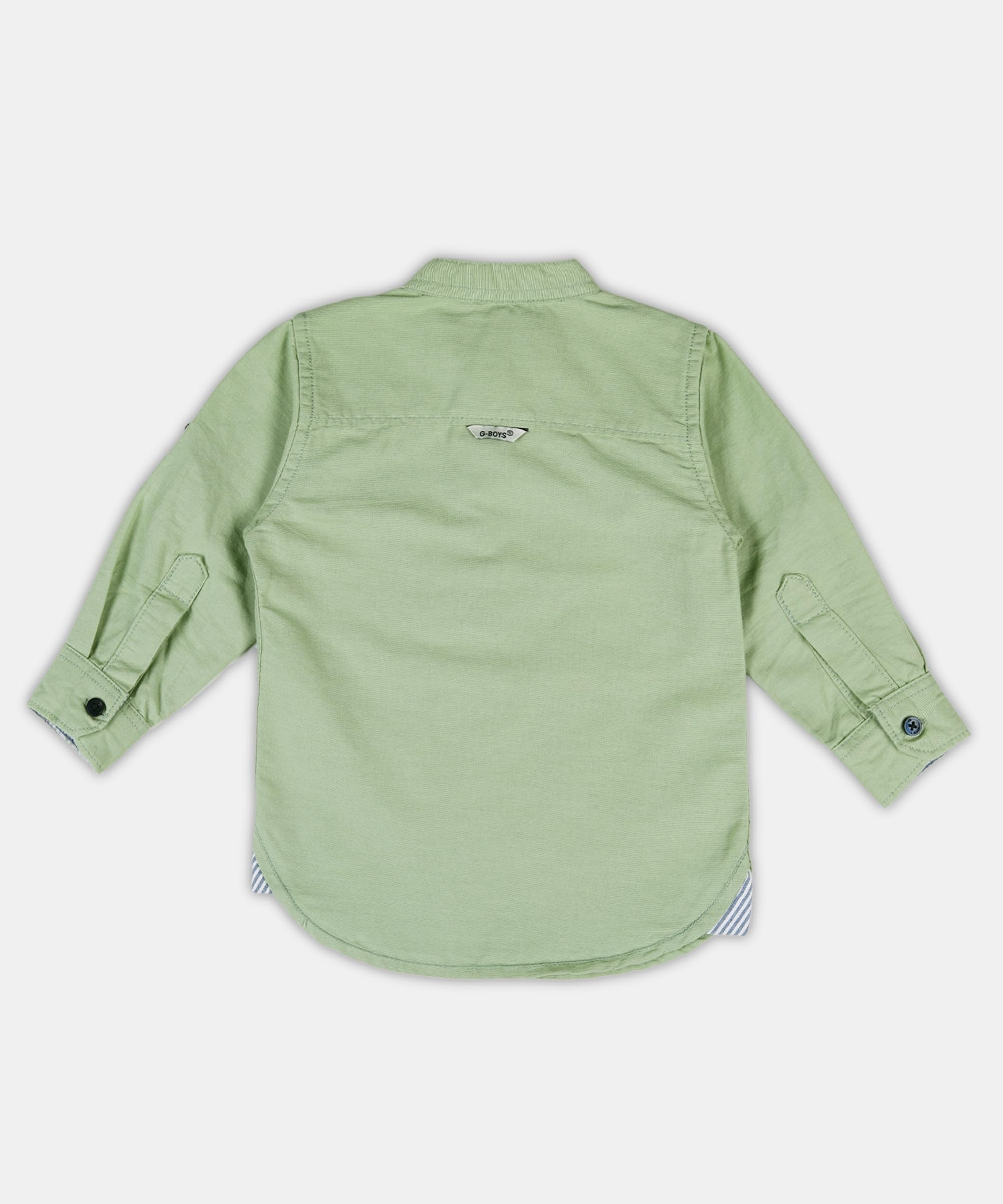 Pooja Baby Kids Stylish Solid Style Cotton Regular Fit Kurta Formal Boys Shirt Casual Wear Buttoned Kurta for Boys (14-15 Years, Light Green) - Image 2 thumbnail