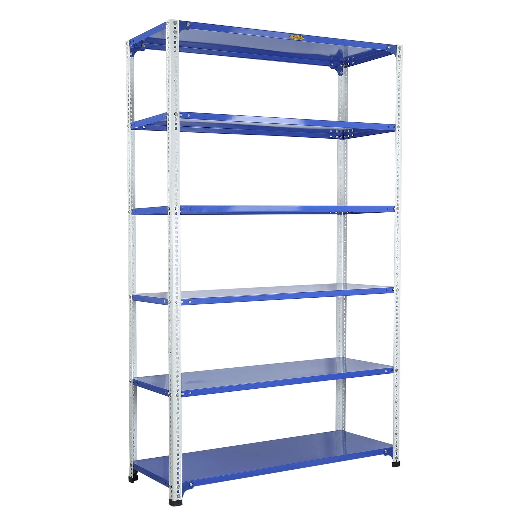 Mil-Nil Prime CRC Sheet 6 Shelf Multipurpose Slotted Angle Rack, 78 x 47 x 18 Inch, 22 Gauge (Blue-White) Powder Coated 16 Gauge Angles