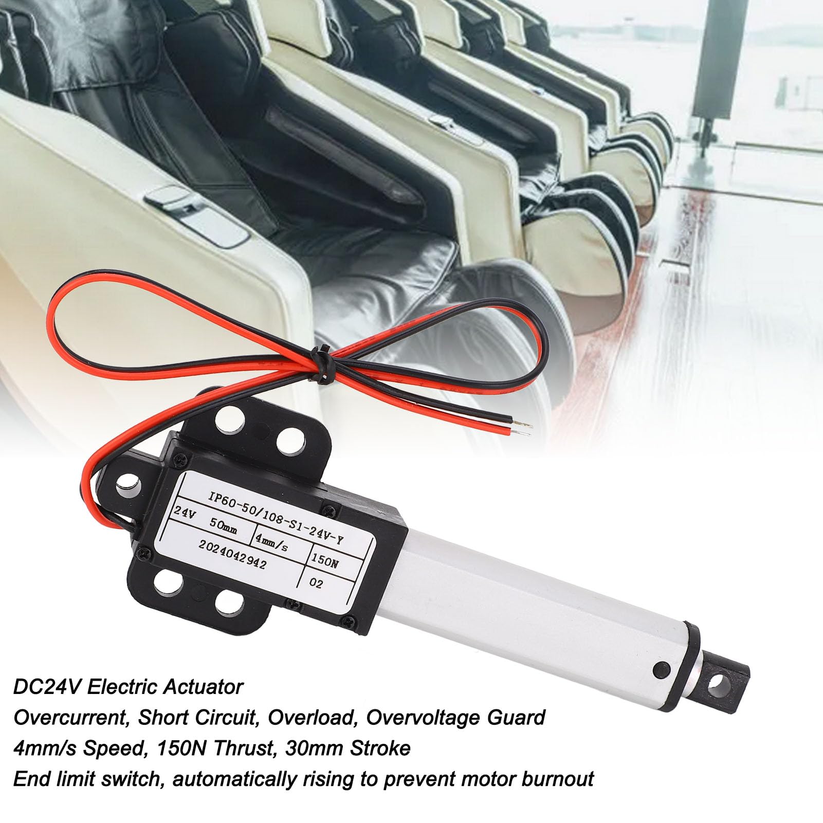 Oumefar Mini Linear Actuator, 24V DC, 50mm Stroke, 20N Thrust, for