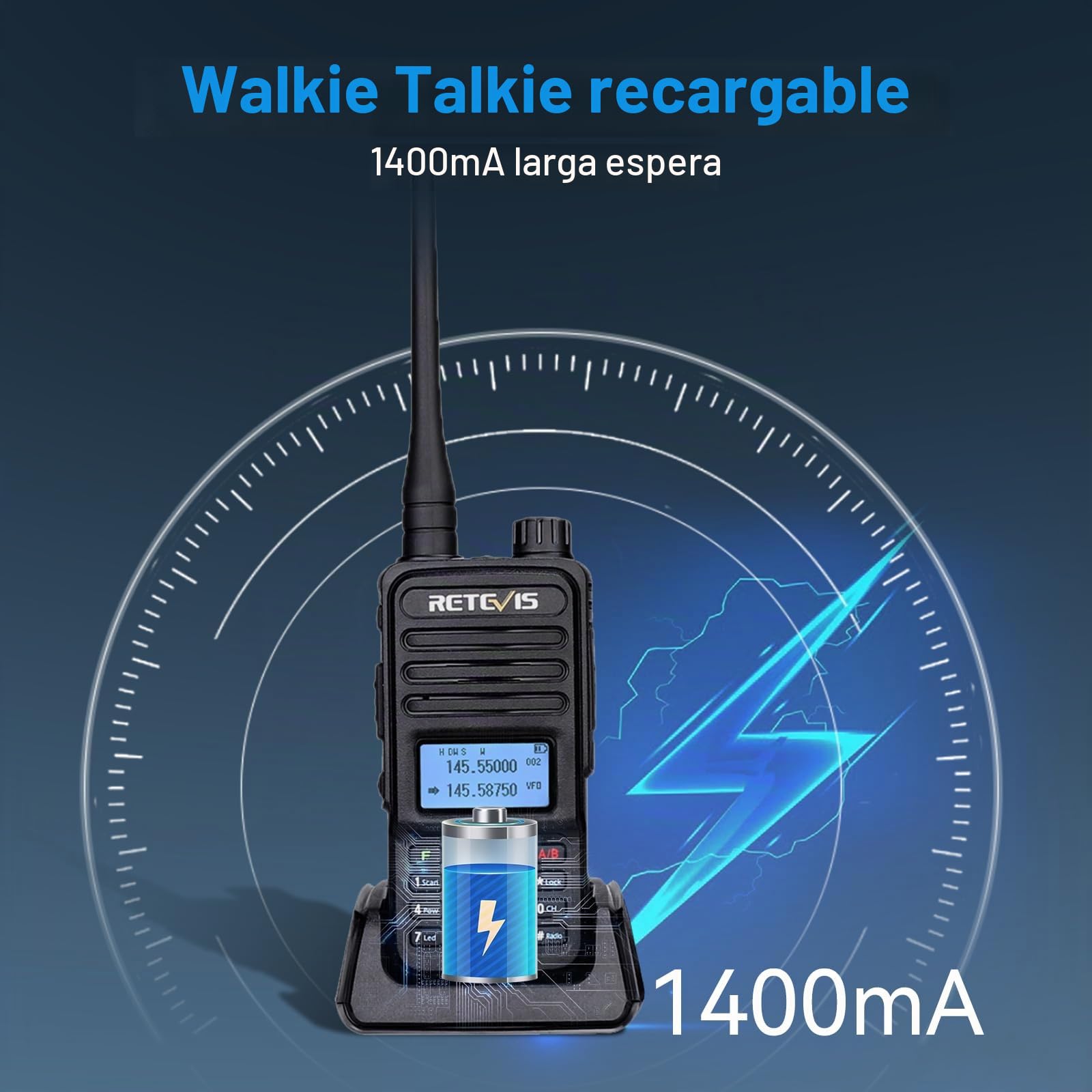 Retevis RT85 Emisora Doble Banda, Walkie Talkie Profesional (2 Piezas) | 1750Hz, 200 Canales DTMF FM Radio, Llamada de Emergencia, Largo Alcance Emisora 1400mAh para Caza, Senderismo