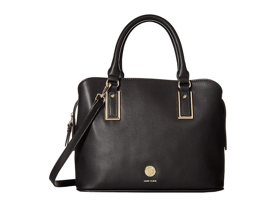 

Anne Klein Frame Triple Compartment Satchel (Black) Satchel Handbags