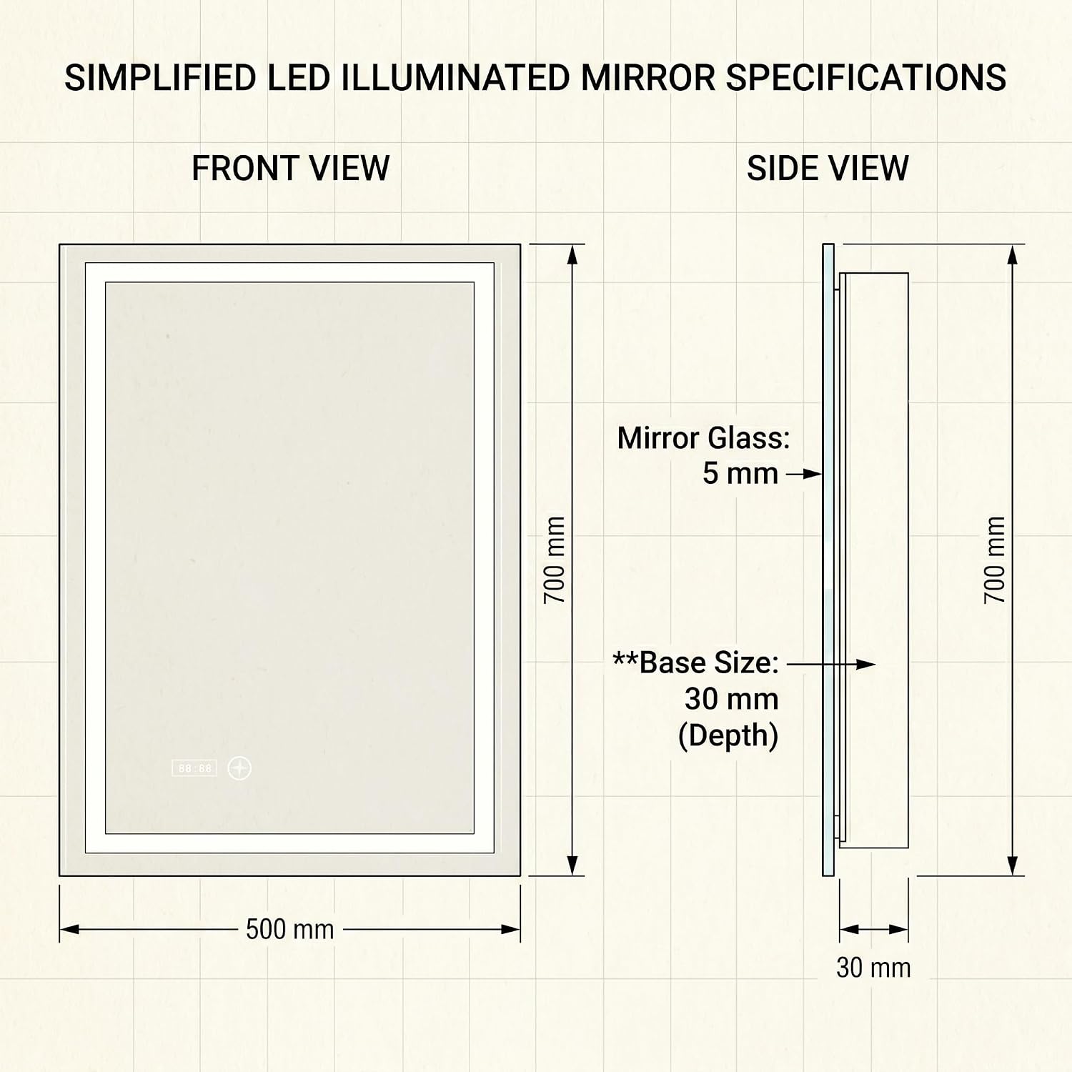 Bathroom Mirror with LED Lights – Dimmable Light Up Vanity Mirror with Anti-Fog, Touch Sensor, 3 Colour Temperatures, Make Up & Shaving Mirror – IP44 Water Resistant (Clear View Frame)
