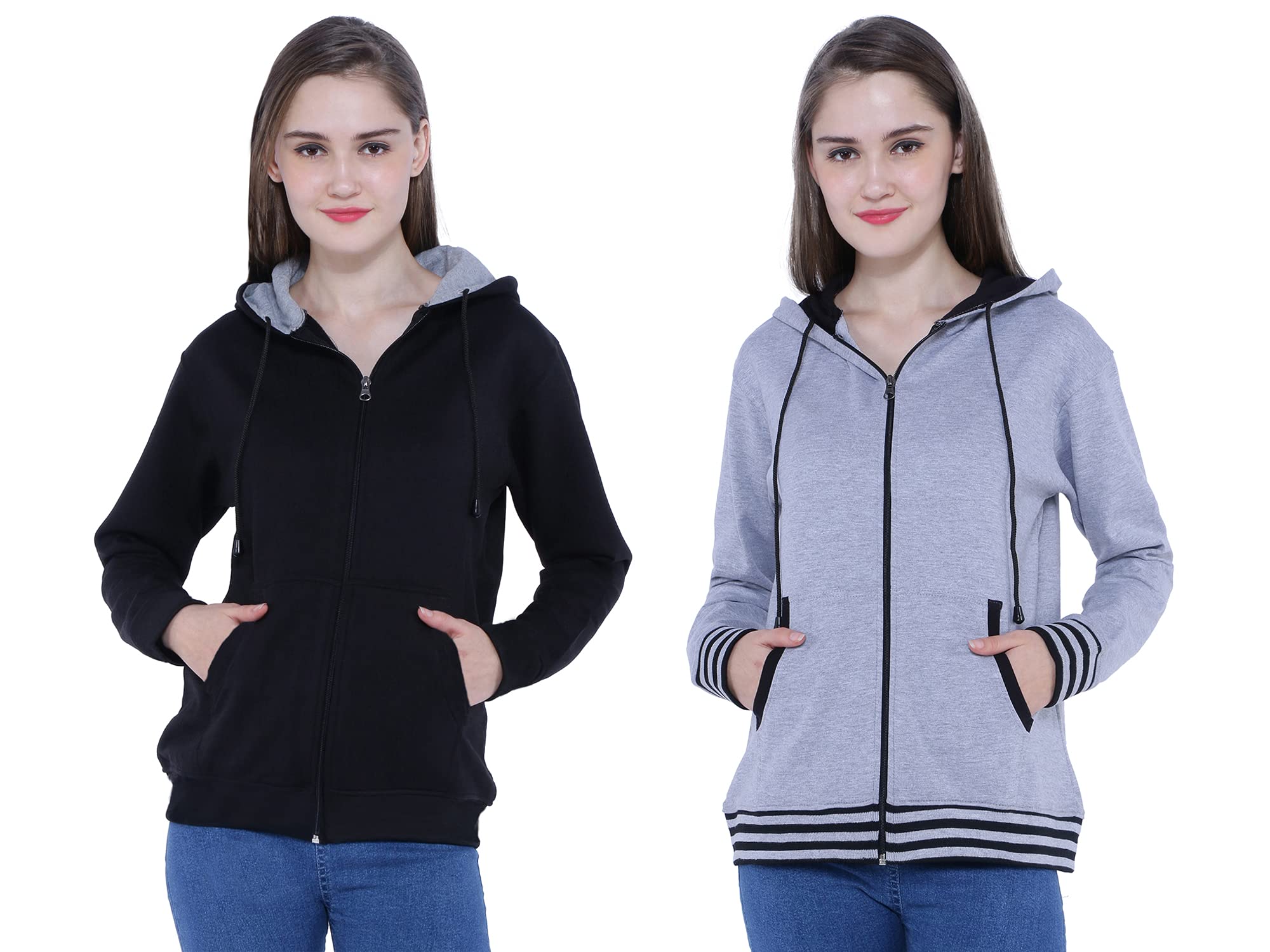 Women's/Girls Full Sleeve Fleece Hooded Reversible Hoodie-image-9