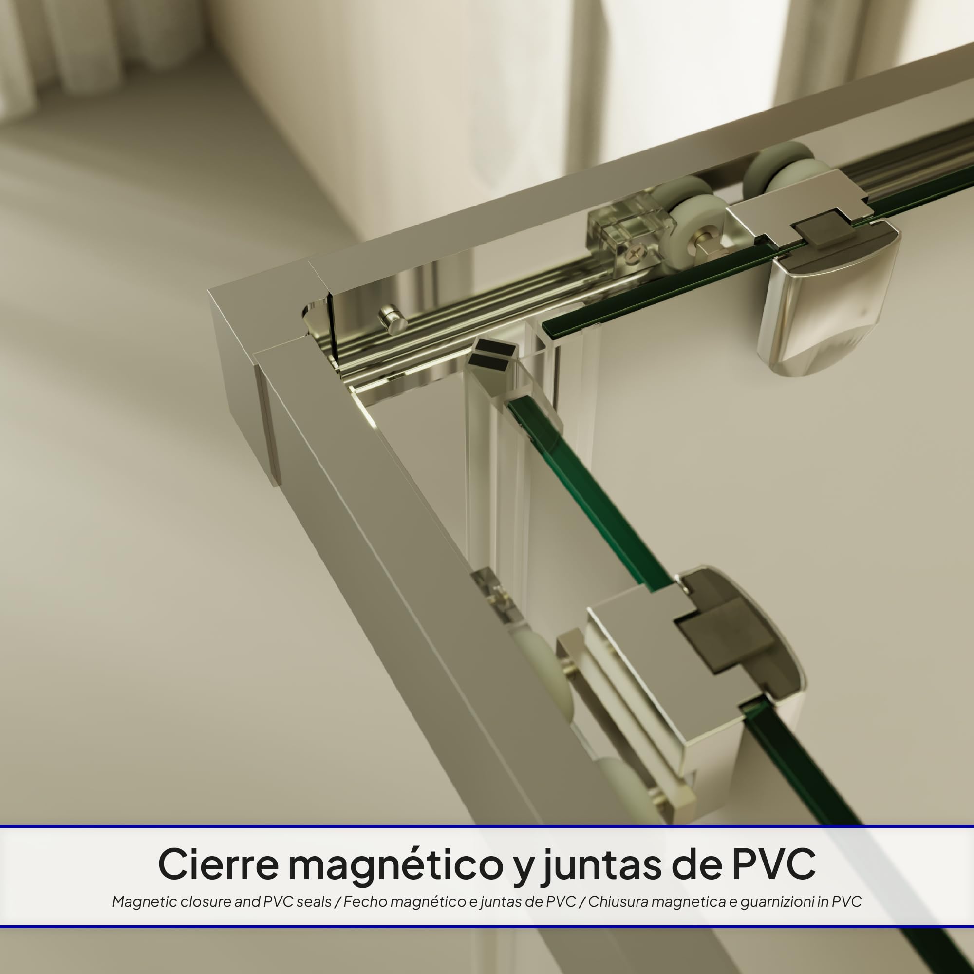 Mampara de Ducha Diana 75x75x190cm | REVERSIBLE | Puerta corredera, Ajuste 72,5-74,5 x 72,5-74,5cm | Perfiles Cromados, cristal de seguridad ESG Satinado de 6mm